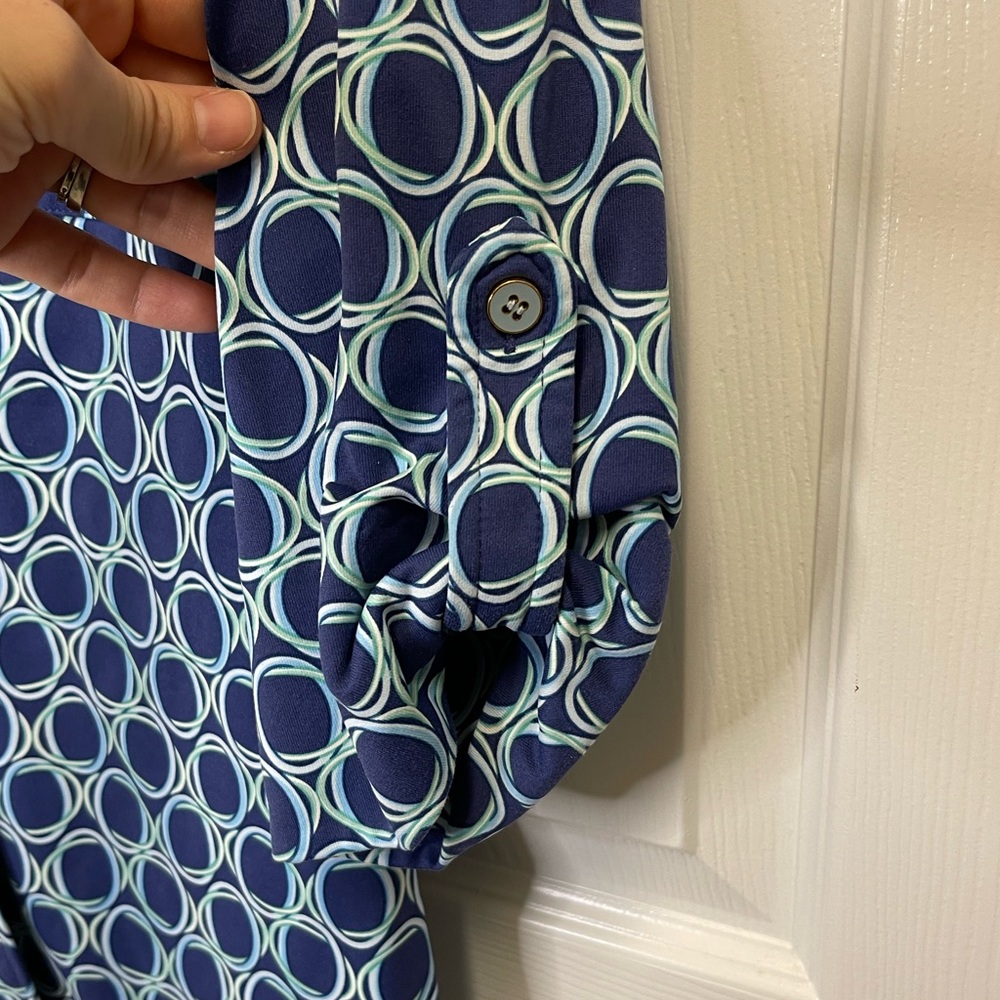 J. Mclaughlin Blue Pattern Button Down - image 3